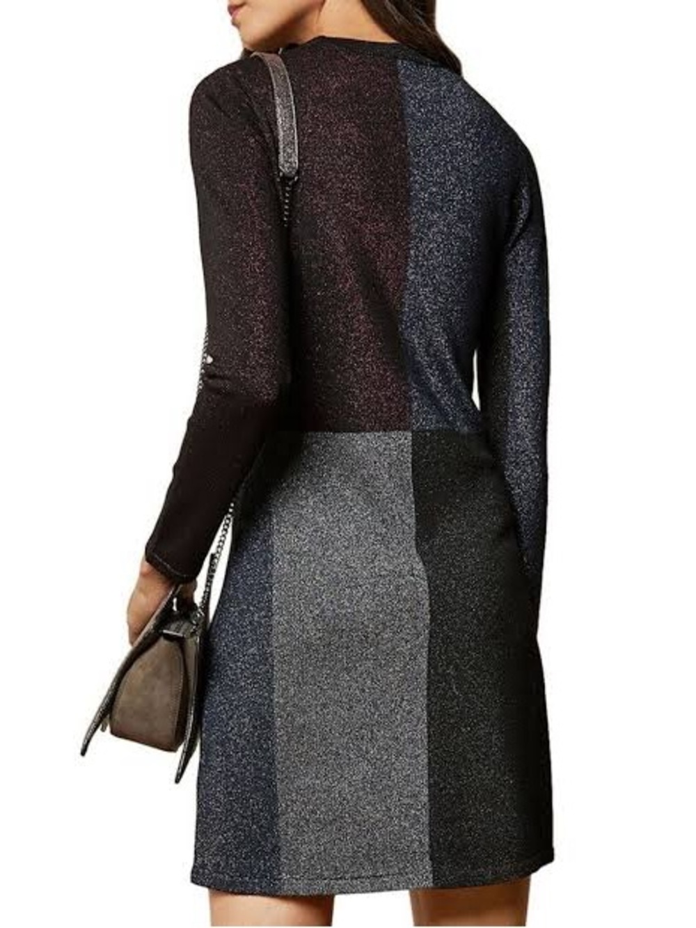 Color by Numbers Redlo Sparkle Color Block Knit Dress Size 5 Long Sleeve Shimmer - Picture 2 of 10